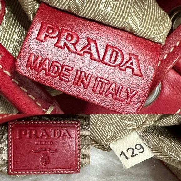 💯Authentic PRADA Jacquard Logo Hobo Corda Rosso🍀